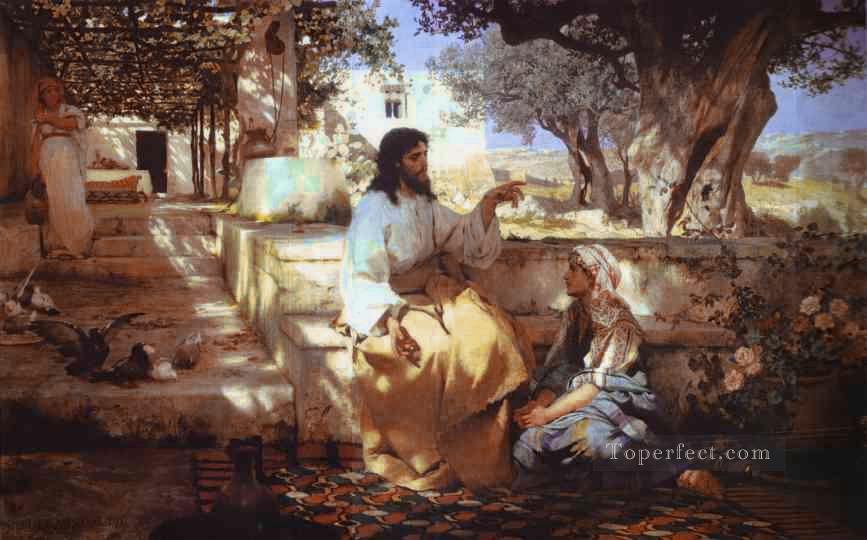 Cristo en la casa de Marta y María Nuevo Testamento Henryk Siemiradzki Pintura al óleo